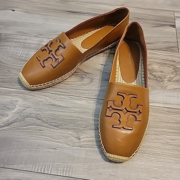 Tory Burch Shoes - Tory Burch Ines Espadrilles Leather Platform Womens 12 Tan Double T Slip On